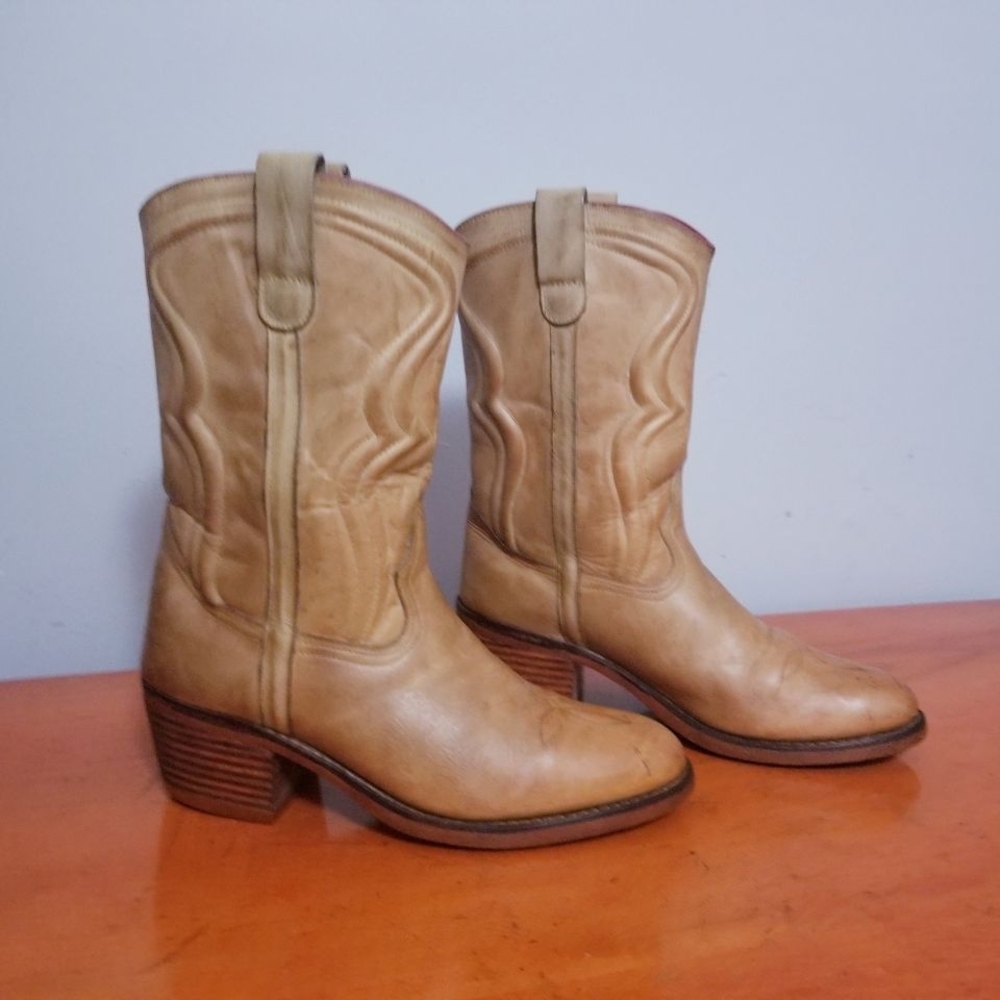 Men's Brazil leather cowboy size 10D,  Tan Color